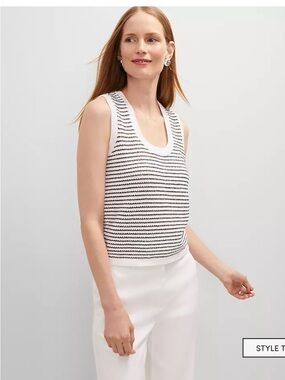 Ann Taylor Metallic Stripe Sweater Shell NWT Small